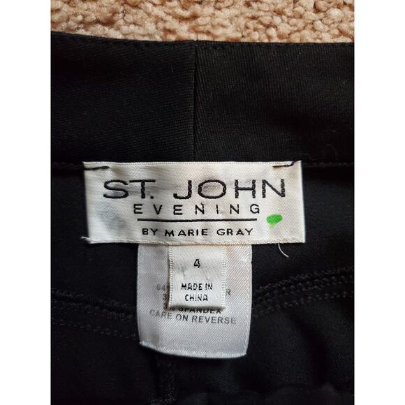 St. John Evening Black Red Metallic Embellished Leg Flare Dress Pants, Size 4 - Picture 2 of 12